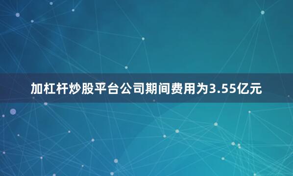 加杠杆炒股平台公司期间费用为3.55亿元